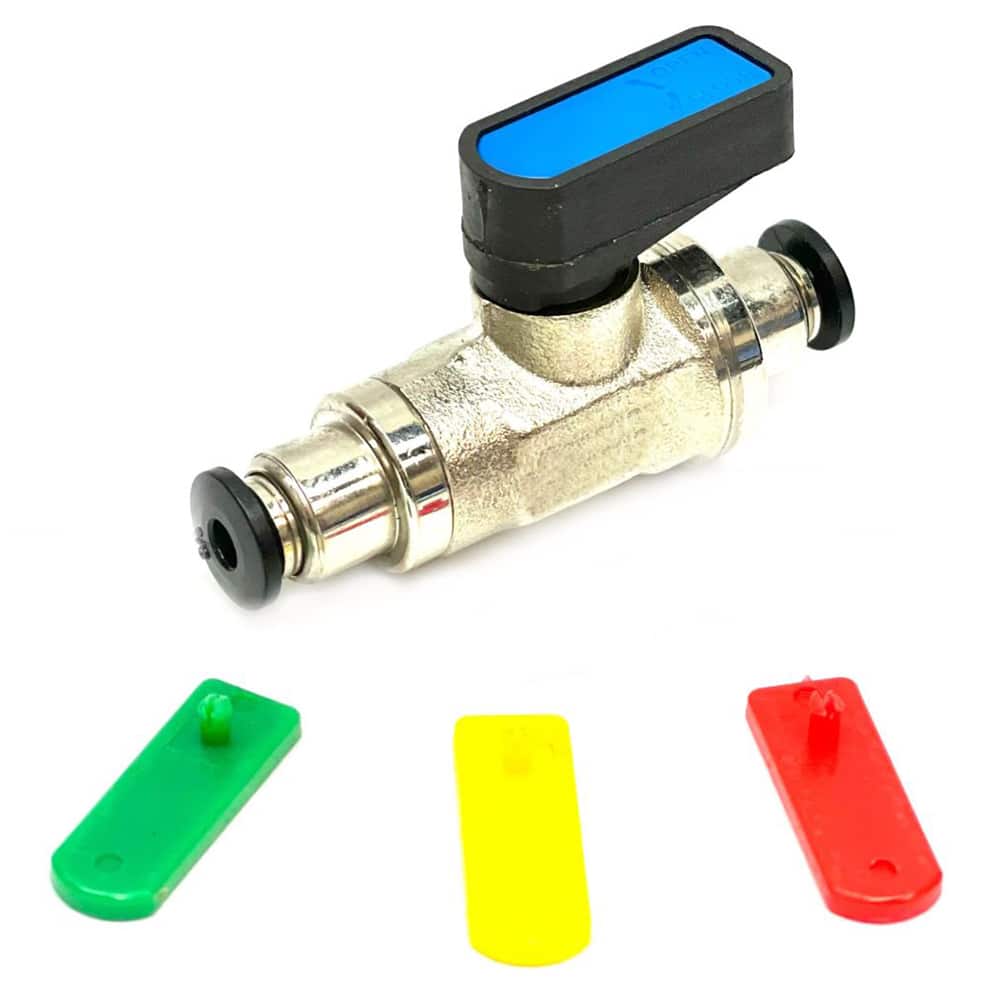 Miniature Manual Ball Valve: Full Port, Brass 2-Way Flow & In-Line, Tube x Tube, 250 psi WOG