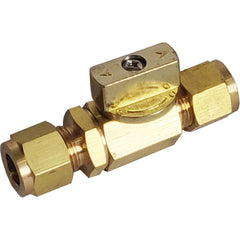 Miniature Manual Ball Valve: Full Port, Brass 2-Way Flow & In-Line, Compression x Compression, 1,000 psi WOG