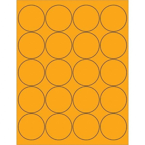 Tape Logic - Pack of (20), 100 Sheet 2" x 2" Fluorescent Orange Permanent Acrylic Laser Labels - Americas Industrial Supply