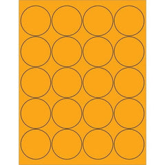 Tape Logic - Pack of (20), 100 Sheet 2" x 2" Fluorescent Orange Permanent Acrylic Laser Labels - Americas Industrial Supply