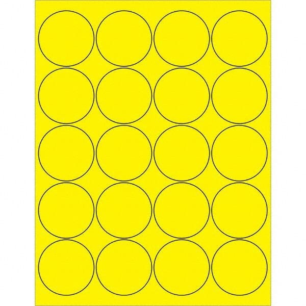 Tape Logic - Pack of (20), 100 Sheet 2" x 2" Fluorescent Yellow Permanent Acrylic Laser Labels - Americas Industrial Supply