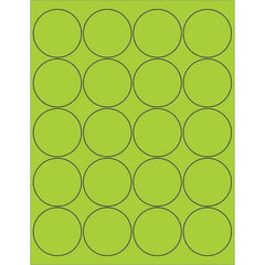 Tape Logic - Pack of (20), 100 Sheet 2" x 2" Fluorescent Green Permanent Acrylic Laser Labels - Americas Industrial Supply