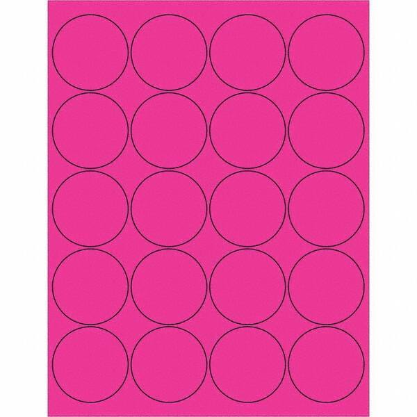 Tape Logic - Pack of (20), 100 Sheet 2" x 2" Fluorescent Pink Permanent Acrylic Laser Labels - Americas Industrial Supply