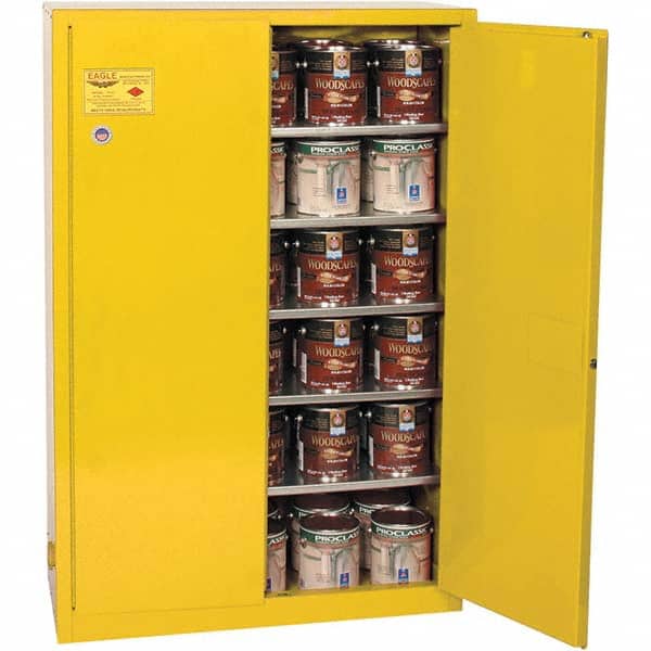 Eagle - Safety Cabinets Hazardous Chemical Type: Flammable and Combustible Liquids Color: Yellow - Americas Industrial Supply