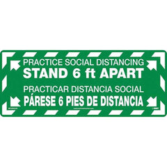 Adhesive Backed Floor Signs; Message Type: COVID-19; Graphic Type: None; Message or Graphic: Message & Graphic; Legend: Practice Social Distancing Stand 6 Ft Apart, Practicar Distancia Social Parese 6 Pies De Distancia; Color: White; Green; Special Color