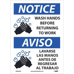 Sign: Rectangle & Square, ″Notice Wash Hands Before Returning To Work. Aviso Lavarse Las Manos Antes De Regresar Al Trabajo″ Vinyl, 14″ High