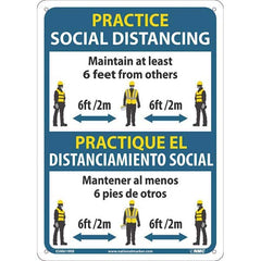 Sign: Rectangle & Square, ″Practice Social Distancing Maintain At Least 6 Feet From Others 6Ft/2M Practique El Distanciamiento Social Mantener Al Menos 6 Pies De Otros 6Ft/2M″ Plastic, 14″ High