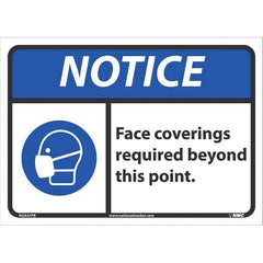 Sign: Rectangle & Square, ″Notice Face Coverings Required Beyond This Point″ Vinyl, 10″ High