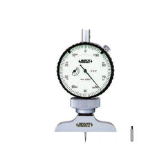 Insize USA LLC - Dial Depth Gages; Maximum Measurement (Inch): 1.2 ; Maximum Measurement (Decimal Inch): 1.2 ; Graduation (Decimal Inch): 0.0010 ; Base Length (Decimal Inch): 2-1/2 ; Base Length (Inch): 2-1/2 ; Calibrated: Yes - Exact Industrial Supply