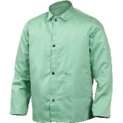 Large - Green Flame Retardant 9 oz Cotton Jackets - Jackets are 30″ long - Americas Industrial Supply