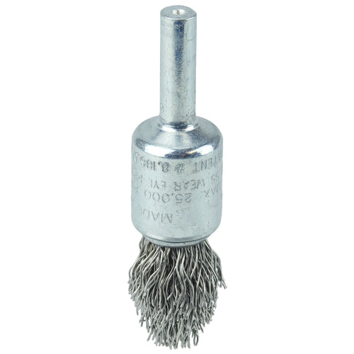 1/2″ Controlled Flare Crimped Wire End Brush, .014″ Stainless Steel Fill - Americas Industrial Supply
