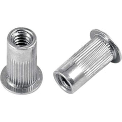 Rivet Nuts; Nut Type: Open End; Material: Steel; Head Type: Flange; Minimum Grip: 0.02 in; Drill Size (Inch): 0.484; Maximum Grip: 0.13 in; Finish: Zinc Plated; Thread Size: #10-24; Minimum Grip (Decimal Inch): 0.0200; Maximum Grip (Decimal Inch): 0.1300;