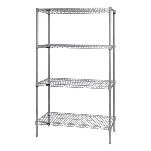 Starter Unit Wire Shelving: 4 Shelves 18″ Deep, 86″ High, Chrome Wire