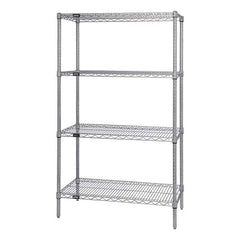 Starter Unit Wire Shelving: 4 Shelves 18″ Deep, 86″ High, Chrome Wire