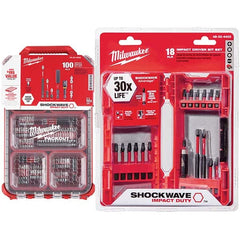 Milwaukee Tool - Power & Impact Screwdriver Bit Sets Point Type: Phillips; Slotted; Square; Torx Tool Type: Driver Bit - Americas Industrial Supply
