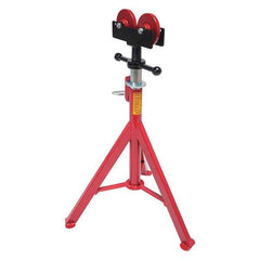 Rothenberger - 1/2" to 16" Pipe Capacity, Straight Pipe Stand with 2 Roller Head - 27" to 50" High, 2,500 Lb Capacity - Americas Industrial Supply