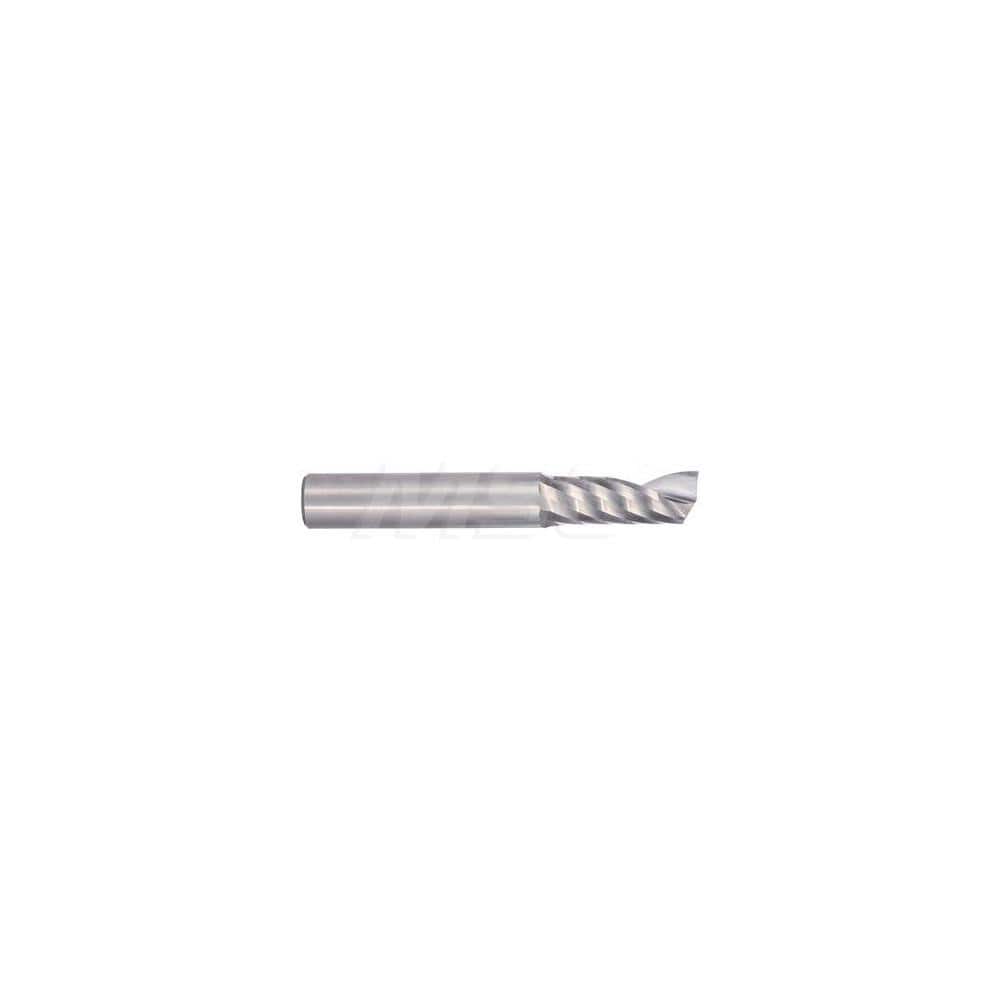 Square End Mill: 10mm LOC, 2mm Shank Dia, 38mm OAL, 1 Flute, Solid Carbide Single End, Uncoated, Spiral Flute, 30 ° Helix, Centercutting, RH Cut, RH Flute, Series 6793
