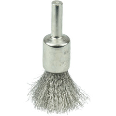 1/2″ Nickel-Plated Cup End Brush, .0104″ Stainless Steel Crimped Wire Fill - Americas Industrial Supply