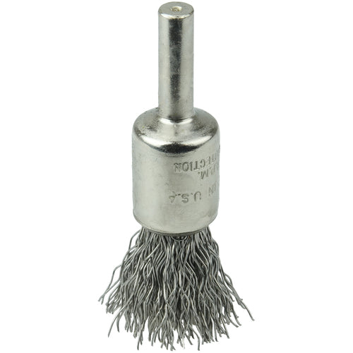 1/2″ Nickel-Plated Cup End Brush, .014″ Stainless Steel Crimped Wire Fill - Americas Industrial Supply