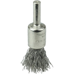 1/2″ Nickel-Plated Cup End Brush, .014″ Stainless Steel Crimped Wire Fill - Americas Industrial Supply