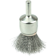 3/4″ Nickel-Plated Cup End Brush, .0104″ Stainless Steel Crimped Wire Fill - Americas Industrial Supply