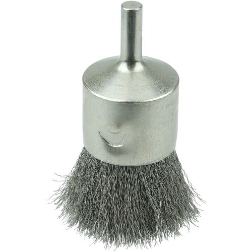 1″ Nickel-Plated Cup End Brush, .0104″ Stainless Steel Crimped Wire Fill - Americas Industrial Supply
