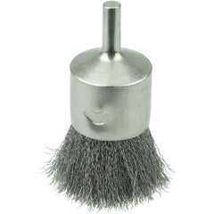 1″ Nickel-Plated Cup End Brush, .0104″ Stainless Steel Crimped Wire Fill - Americas Industrial Supply