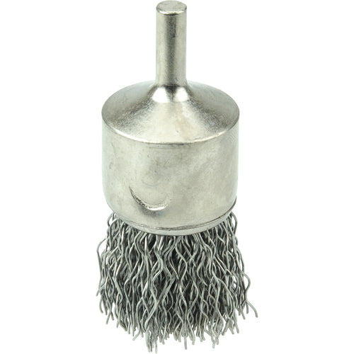 1″ Nickel-Plated Cup End Brush, .020″ Stainless Steel Crimped Wire Fill - Americas Industrial Supply