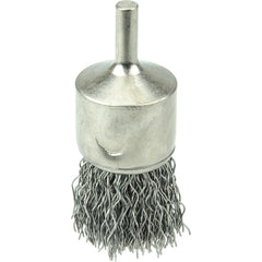 1″ Nickel-Plated Cup End Brush, .020″ Stainless Steel Crimped Wire Fill - Americas Industrial Supply