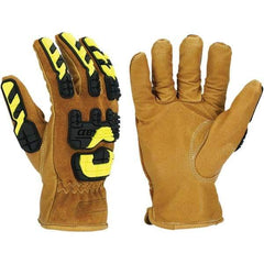 ironCLAD - Size M (8), ANSI Cut Lvl A5, Abrasion Lvl 4, Cut Resistant Gloves - 10" Long, Uncoated, HPPE Lining, Open Cuff, Golden, Paired - Americas Industrial Supply