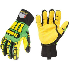 ironCLAD - Size M (8), ANSI Cut Lvl A5, Cut Resistant Gloves - 11" Long, Uncoated, Unlined, Slip-On Cuff, Green/Yellow, Paired - Americas Industrial Supply
