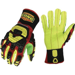 ironCLAD - Size L (9) Synthetic Impact Protection Work Gloves - For General Purpose, Uncoated, Slip-On Cuff, Red/Green, Paired - Americas Industrial Supply