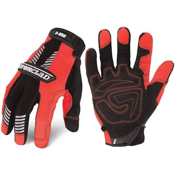 ironCLAD - Size XL (10) Synthetic Work Gloves - For Mechanic's & Lifting, Uncoated, Hook & Loop Cuff, Hi-Vis Orange, Paired - Americas Industrial Supply