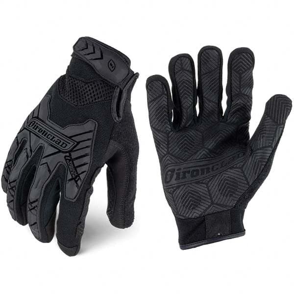 ironCLAD - Size 2XL (11) Synthetic Leather Work Gloves - For Mechanic's & Lifting, Uncoated, Hook & Loop Cuff, Full Fingered, Black, Paired - Americas Industrial Supply
