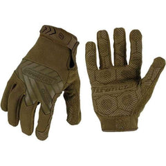 ironCLAD - Size XL (10) Synthetic Leather Work Gloves - For Mechanic's & Lifting, Uncoated, Hook & Loop Cuff, Full Fingered, Coyote, Paired - Americas Industrial Supply