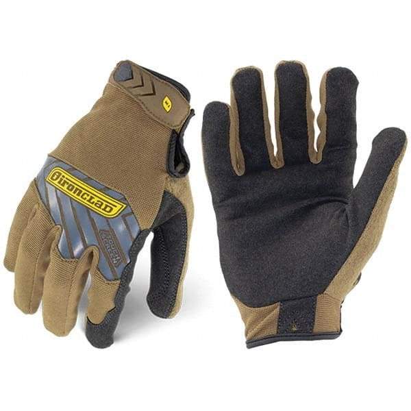 ironCLAD - Size L (9) Synthetic Leather Work Gloves - For Mechanic's & Lifting, Uncoated, Hook & Loop Cuff, Full Fingered, Coyote, Paired - Americas Industrial Supply