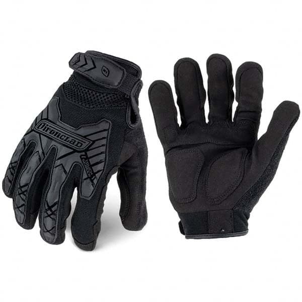 ironCLAD - Size S (7) Synthetic Leather Work Gloves - For Mechanic's & Lifting, Uncoated, Hook & Loop Cuff, Full Fingered, Black, Paired - Americas Industrial Supply