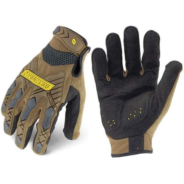 ironCLAD - Size S (7) Synthetic Leather Work Gloves - For Mechanic's & Lifting, Uncoated, Hook & Loop Cuff, Full Fingered, Coyote, Paired - Americas Industrial Supply
