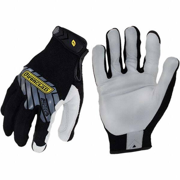 ironCLAD - Size M (8), ANSI Cut Lvl A1, Abrasion Lvl 3, Cut Resistant Gloves - 8.75" Long, Uncoated, Unlined, Hook & Loop Cuff, Black/White, Paired - Americas Industrial Supply