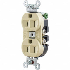 Hubbell Wiring Device-Kellems - 125V 15A NEMA 5-15R Industrial Grade Ivory Straight Blade Duplex Receptacle - Americas Industrial Supply