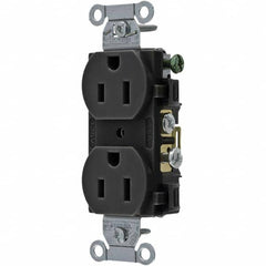 Hubbell Wiring Device-Kellems - 125V 15A NEMA 5-15R Commercial Grade Black Straight Blade Duplex Receptacle - Americas Industrial Supply