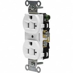 Hubbell Wiring Device-Kellems - 125V 20A NEMA 5-20R Commercial Grade White Straight Blade Duplex Receptacle - Americas Industrial Supply