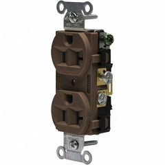 Hubbell Wiring Device-Kellems - 125V 20A NEMA 5-20R Commercial Grade Brown Straight Blade Duplex Receptacle - Americas Industrial Supply