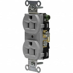 Hubbell Wiring Device-Kellems - 125V 15A NEMA 5-15R Commercial Grade Gray Straight Blade Duplex Receptacle - Americas Industrial Supply