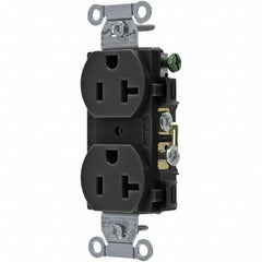 Hubbell Wiring Device-Kellems - 125V 20A NEMA 5-20R Commercial Grade Black Straight Blade Duplex Receptacle - Americas Industrial Supply