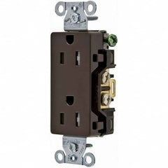 Hubbell Wiring Device-Kellems - 125V 15A NEMA 5-15R Commercial Grade Brown Straight Blade Duplex Receptacle - Americas Industrial Supply