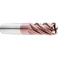 SGS - 3/8" Diam, Variable Pitch, 1/2" LOC, 5 Flute Solid Carbide Roughing Corner Radius End Mill - Americas Industrial Supply