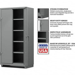 Strong Hold - 4 Shelf Locking Storage Cabinet - Steel, 36" Wide x 24" Deep x 75" High, Medium Gray - Americas Industrial Supply