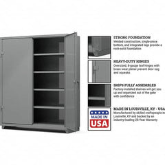 Strong Hold - 4 Shelf Locking Storage Cabinet - Steel, 60" Wide x 24" Deep x 75" High, Medium Gray - Americas Industrial Supply