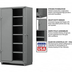 Strong Hold - 5 Shelf Locking Storage Cabinet - Steel, 36" Wide x 24" Deep x 75" High, Medium Gray - Americas Industrial Supply
